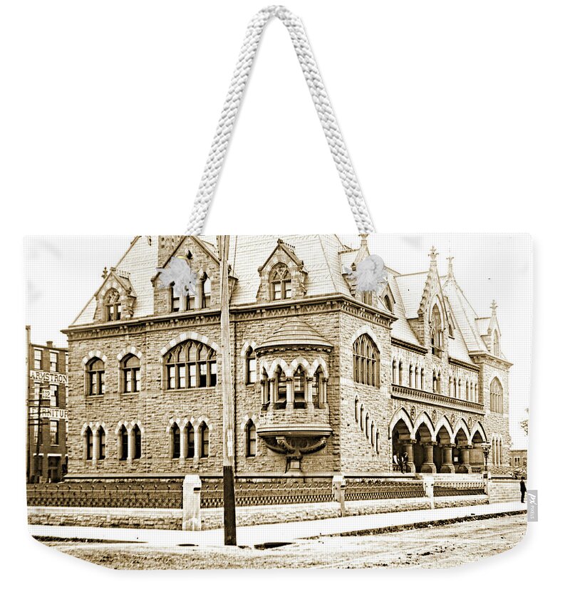 Old Customs House Weekender Tote Bag featuring the photograph Old Customs House and Post Office, Evansville, Indiana, 1915 by A Macarthur Gurmankin