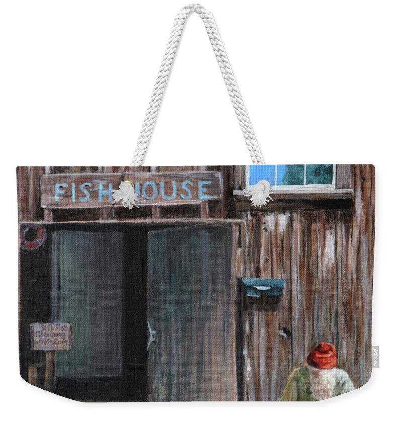 Deborah Smith Weekender Tote Bag featuring the painting Old Fish House Afternoon by Deborah Smith