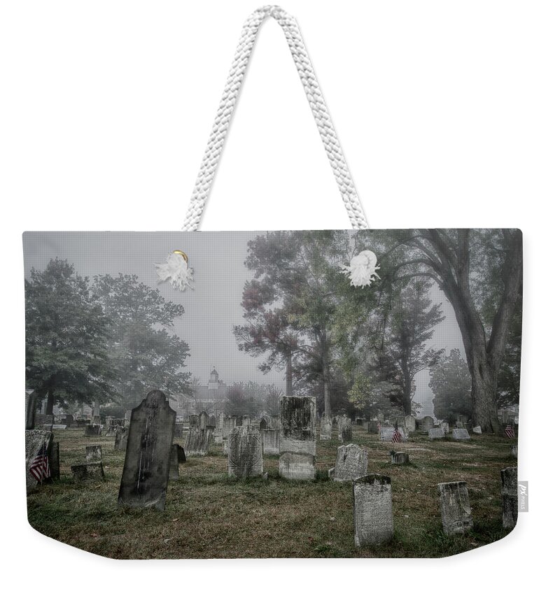 Autumn Weekender Tote Bag featuring the photograph Old Foggy Cemetery by Crystal Wightman