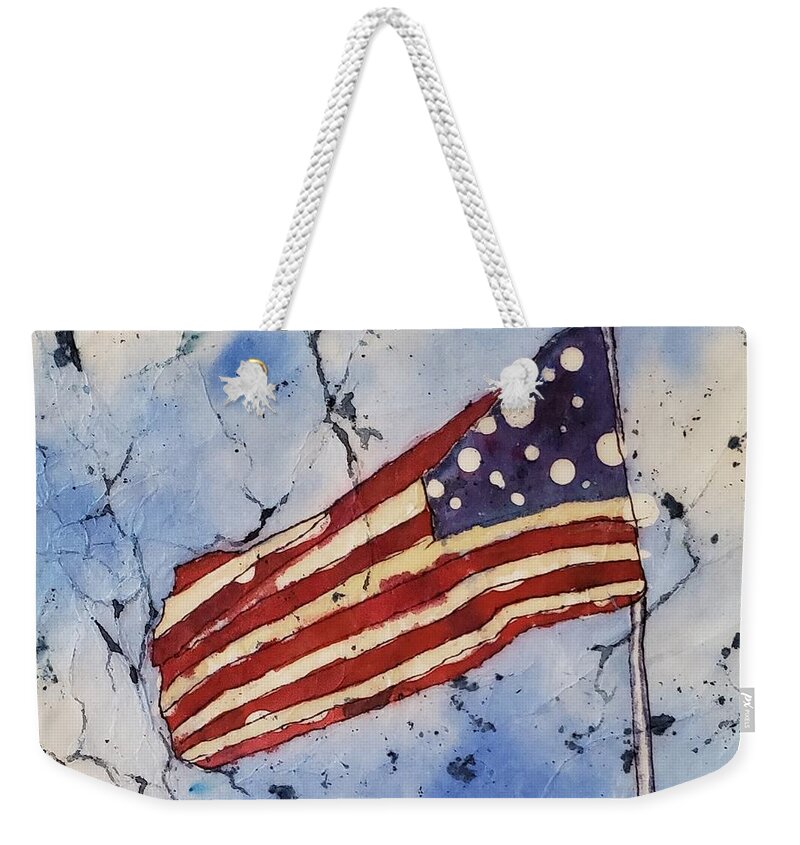 American Flags Weekender Tote Bag featuring the painting Old Glory by Lisa Debaets