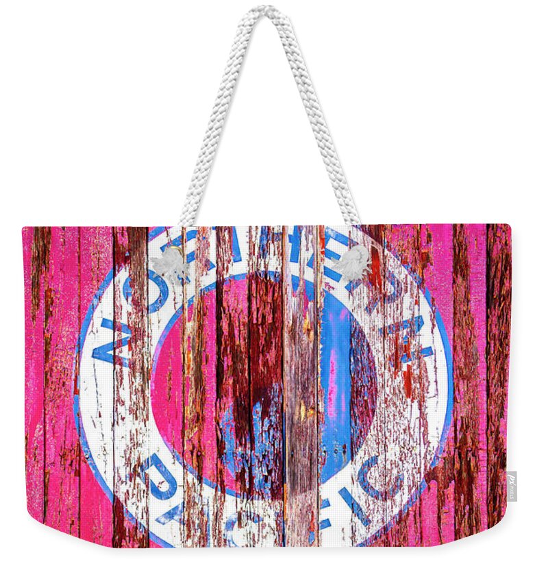 Old Northern Pacific Weekender Tote Bag featuring the photograph Old Northern Pacific Logo by Garry Gay