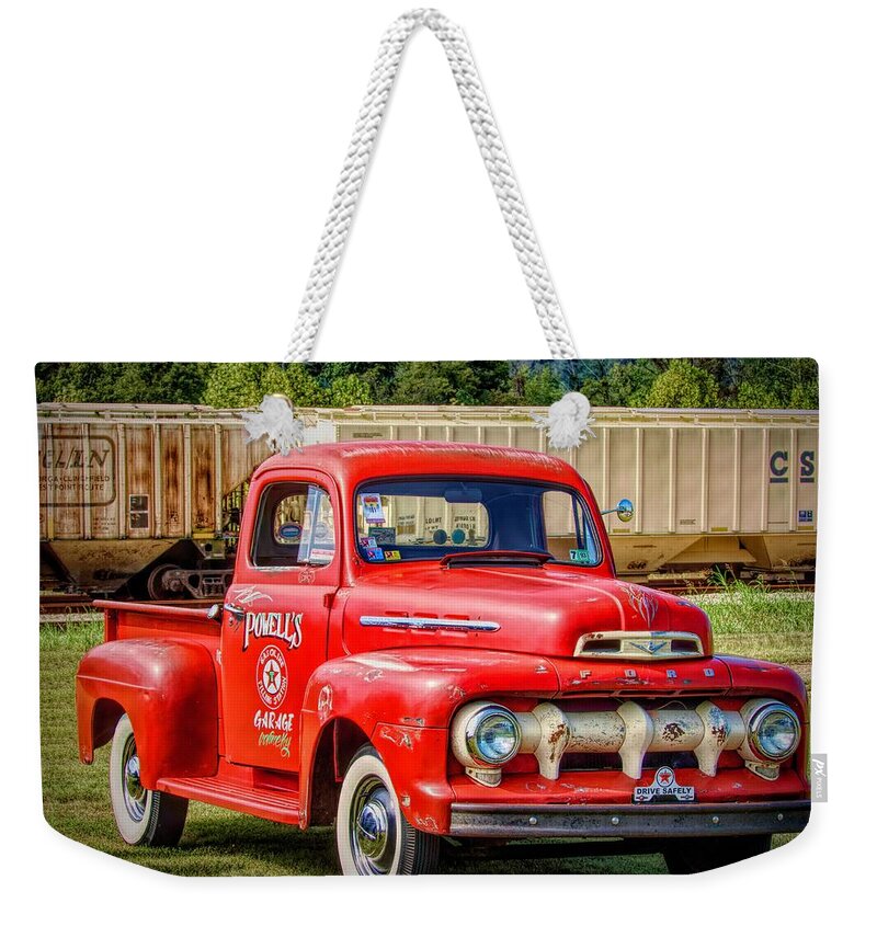  Weekender Tote Bag featuring the photograph Old Red Truck by Jack Wilson