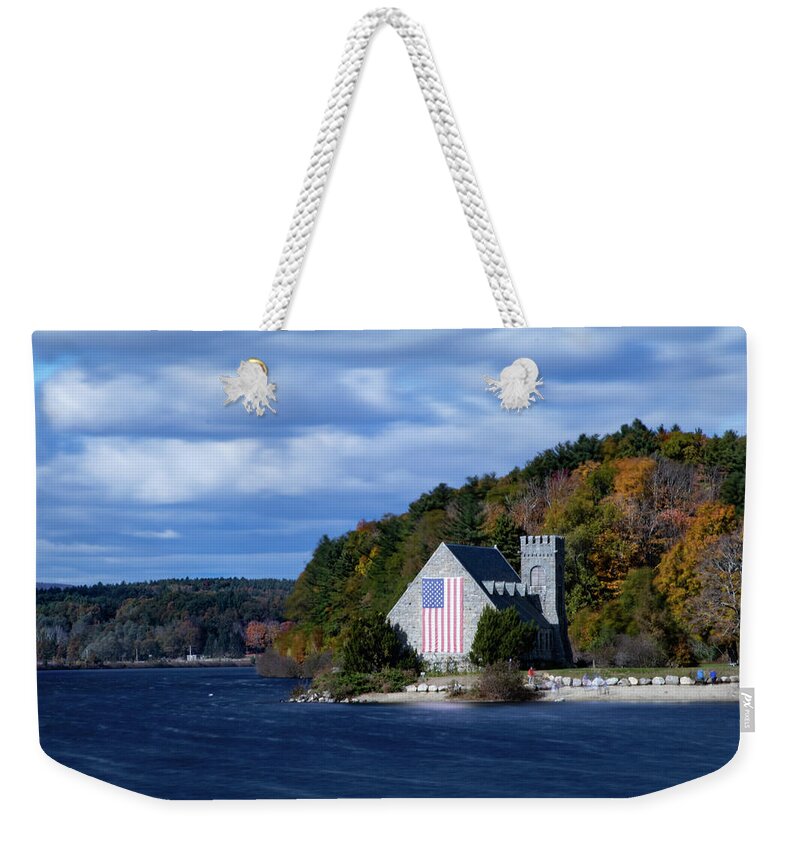Old Stone Church Weekender Tote Bag featuring the photograph Old Stone Church in West Boylston by Jeff Folger