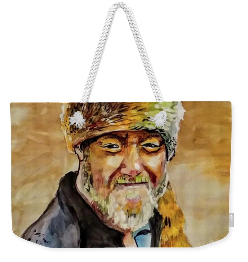 Trapper Weekender Tote Bag featuring the painting Old Trapper by Mike Benton