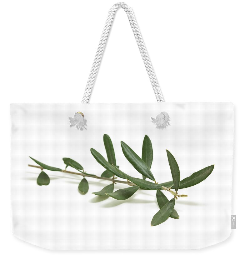 White Background Weekender Tote Bag featuring the photograph Olive Branch by Ursula Alter
