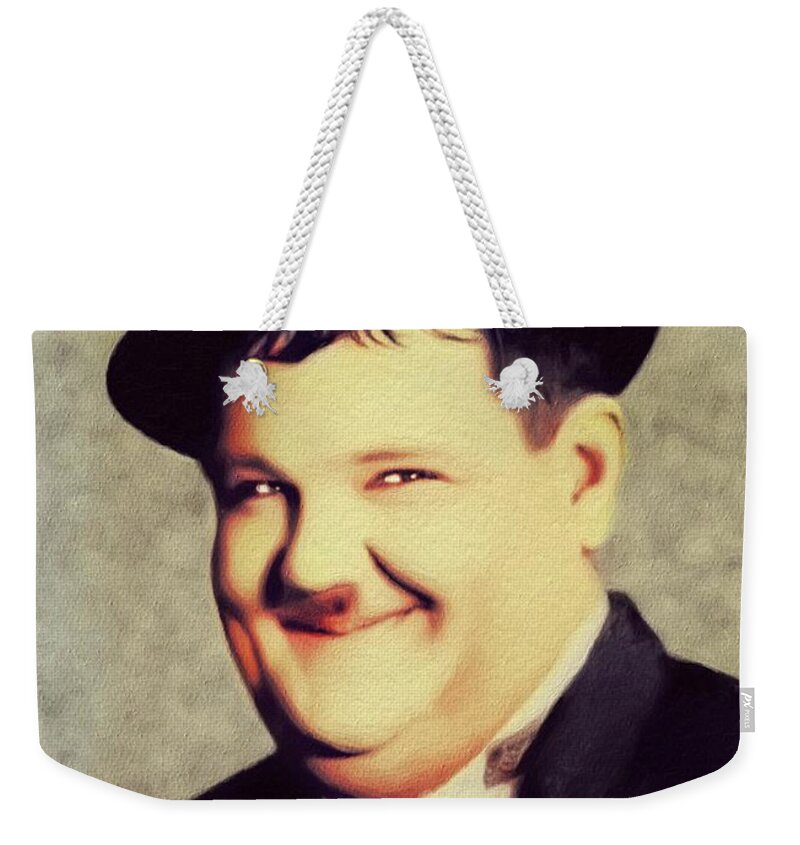 Oliver Weekender Tote Bag featuring the painting Oliver Hardy, Hollywood Legend by Esoterica Art Agency