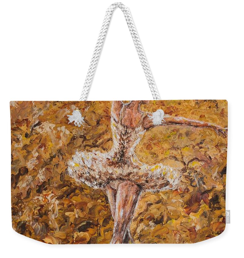 Ballet Weekender Tote Bag featuring the painting On Pointe #3 by Linda Donlin