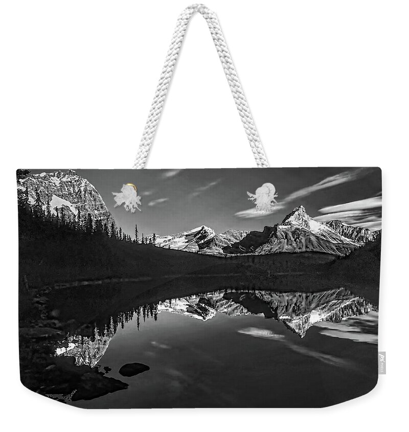 Mountains Weekender Tote Bag featuring the photograph On the Trail bw by Steve Harrington
