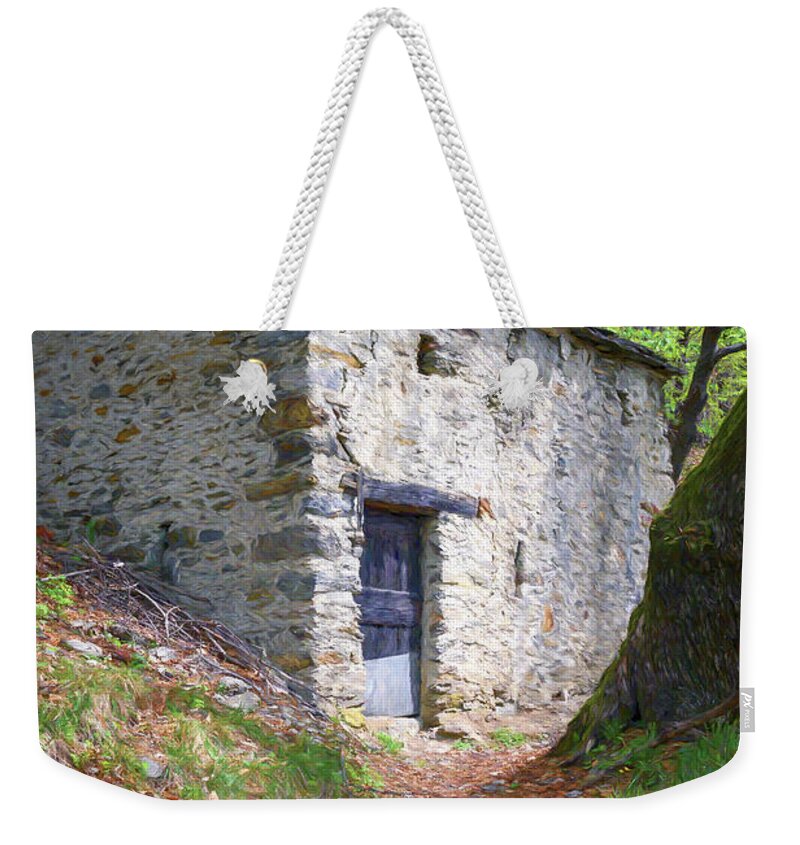 Joan Carroll Weekender Tote Bag featuring the photograph On the Trail to Rifugio Menaggio Lake Como Italy by Joan Carroll