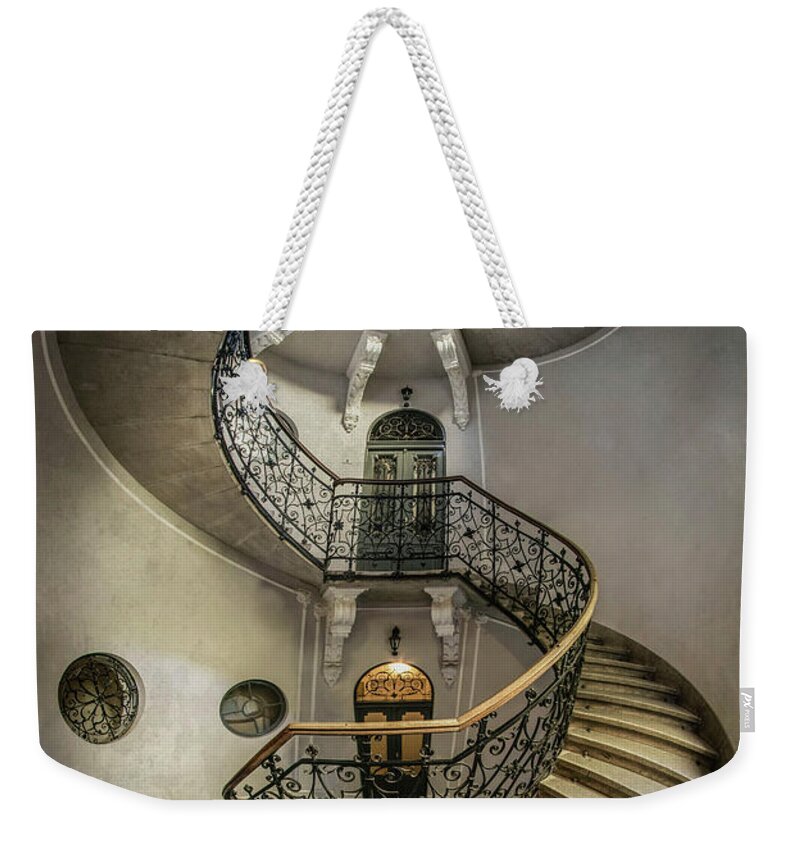 Staircase Weekender Tote Bag featuring the photograph Once an abandoned staircase by Jaroslaw Blaminsky