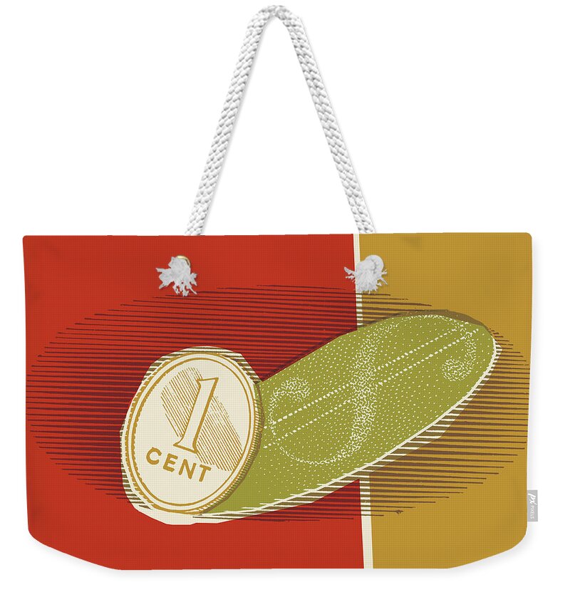 Accounting Weekender Tote Bag featuring the drawing One Cent Coin by CSA Images