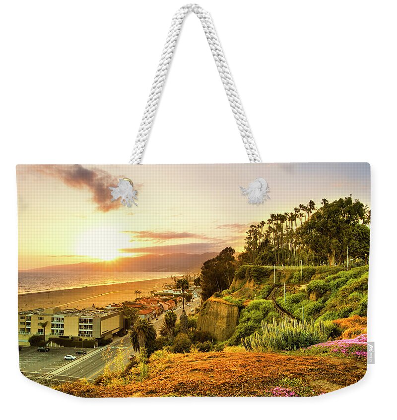 Palisades Park Weekender Tote Bag featuring the photograph Orange Haze At Sunset by Gene Parks