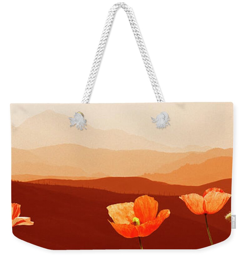 Scenics Weekender Tote Bag featuring the photograph Orange Poppies Tuscany Italy by Maarten Wouters