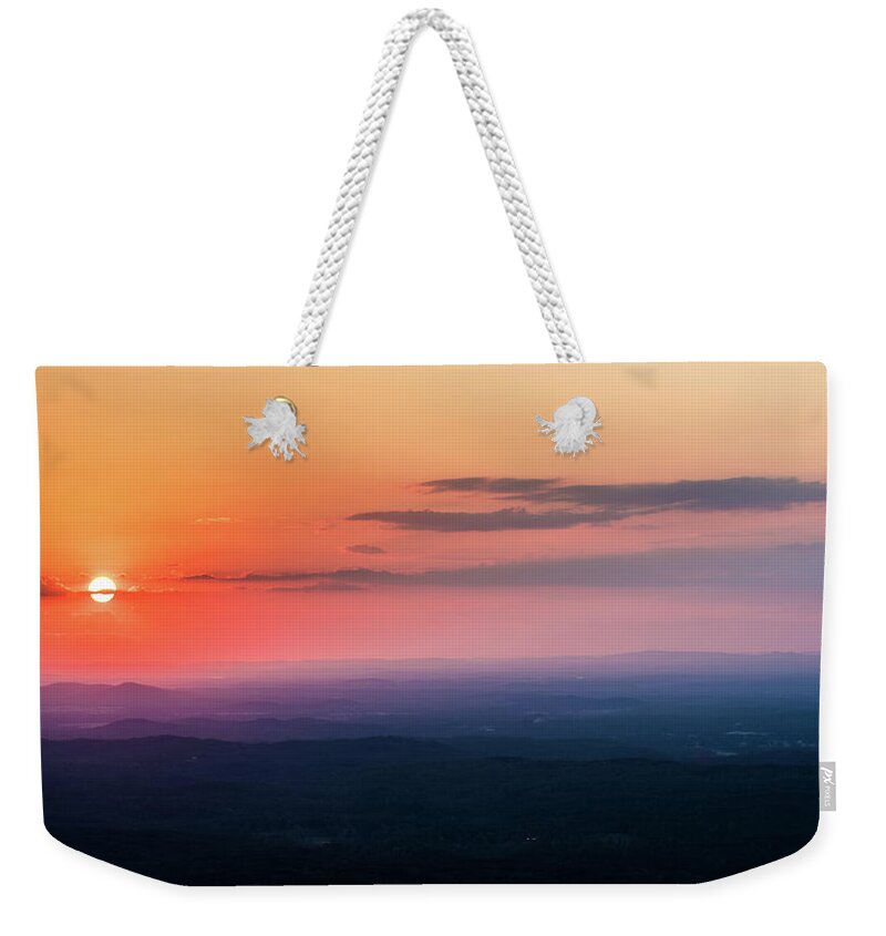 Alabama Weekender Tote Bag featuring the photograph Orange Sunset over the Valley - Mt. Cheaha by James-Allen