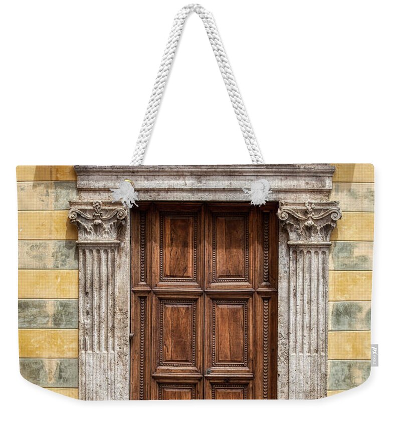 Door Weekender Tote Bag featuring the photograph Ornate Door of Tuscany by David Letts