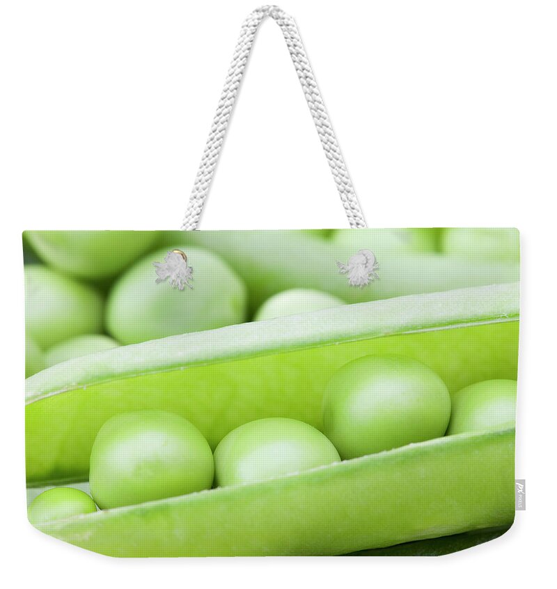Pea Pod Weekender Tote Bag featuring the photograph Organic Peas by Andrew Dernie