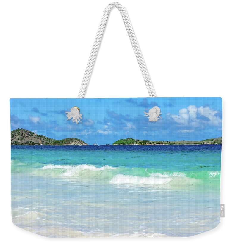 Caribbean Weekender Tote Bag featuring the photograph Orient Beach View 2, St. Martin by Dawn Richards