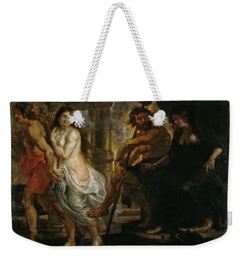 Orpheus And Eurydice Weekender Tote Bag featuring the painting 'Orpheus and Eurydice', 1636-1637, Flemish School, Oil on can... by Peter Paul Rubens -1577-1640-