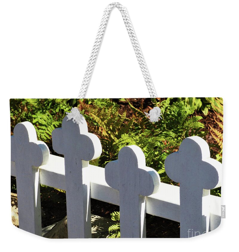 Still Life Weekender Tote Bag featuring the photograph Our Cross to Bear by Sharon Williams Eng