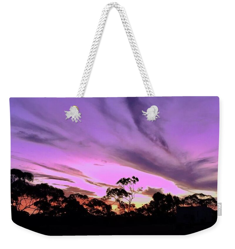 Sam Weekender Tote Bag featuring the photograph Outback Sunset by Debra Grace Addison