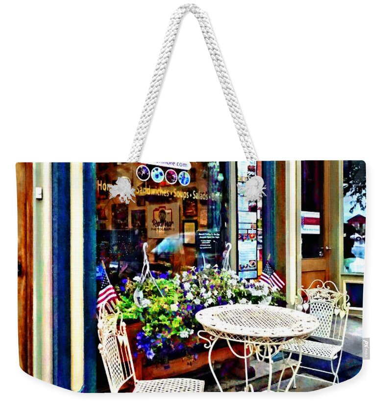 City Weekender Tote Bag featuring the photograph Owego NY - Coffee Shop by Susan Savad