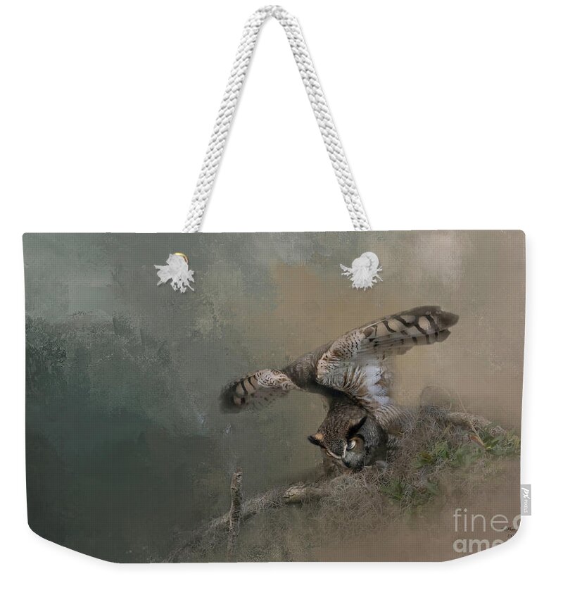 Wild Weekender Tote Bag featuring the photograph Owl Stretch by Marvin Spates