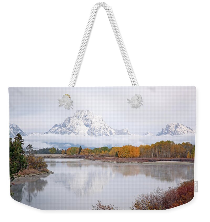 Tetons Weekender Tote Bag featuring the photograph Oxbow Bend in the Tetons by Jean Clark