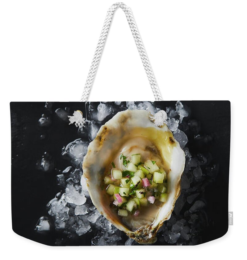 Cuisine At Home Weekender Tote Bag featuring the photograph Oyster on the half shell by Cuisine at Home