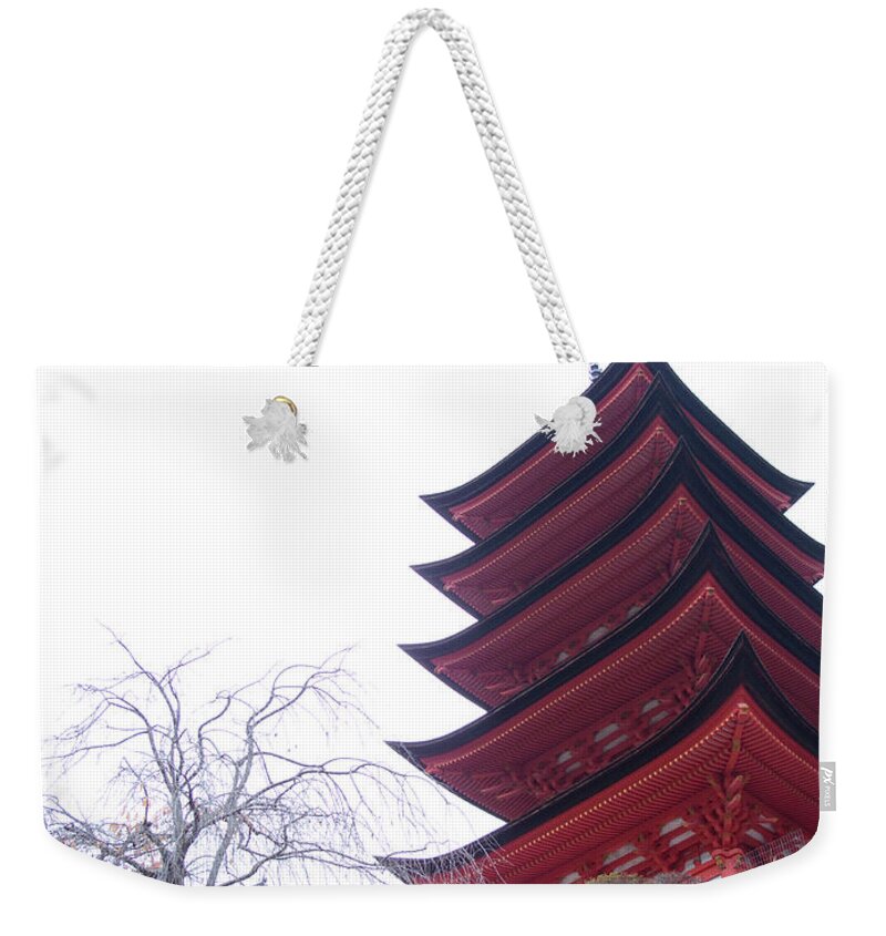 Pagoda Weekender Tote Bag featuring the photograph Pagoda And Shrine Above Stairs In by Michael Duva