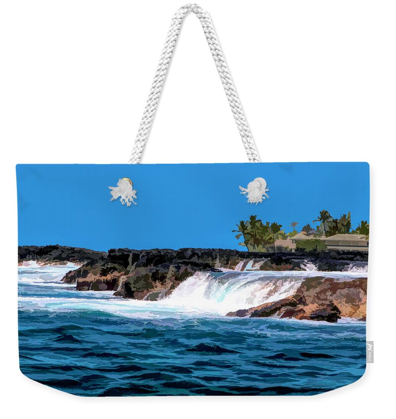 Hawaii Weekender Tote Bag featuring the photograph Paint effect Kona Coast by Tom Prendergast