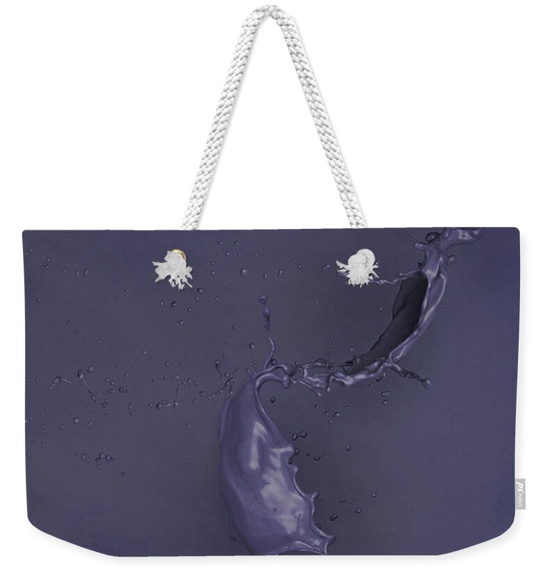 Mid-air Weekender Tote Bag featuring the photograph Paint Splash In Midair by Biwa Studio