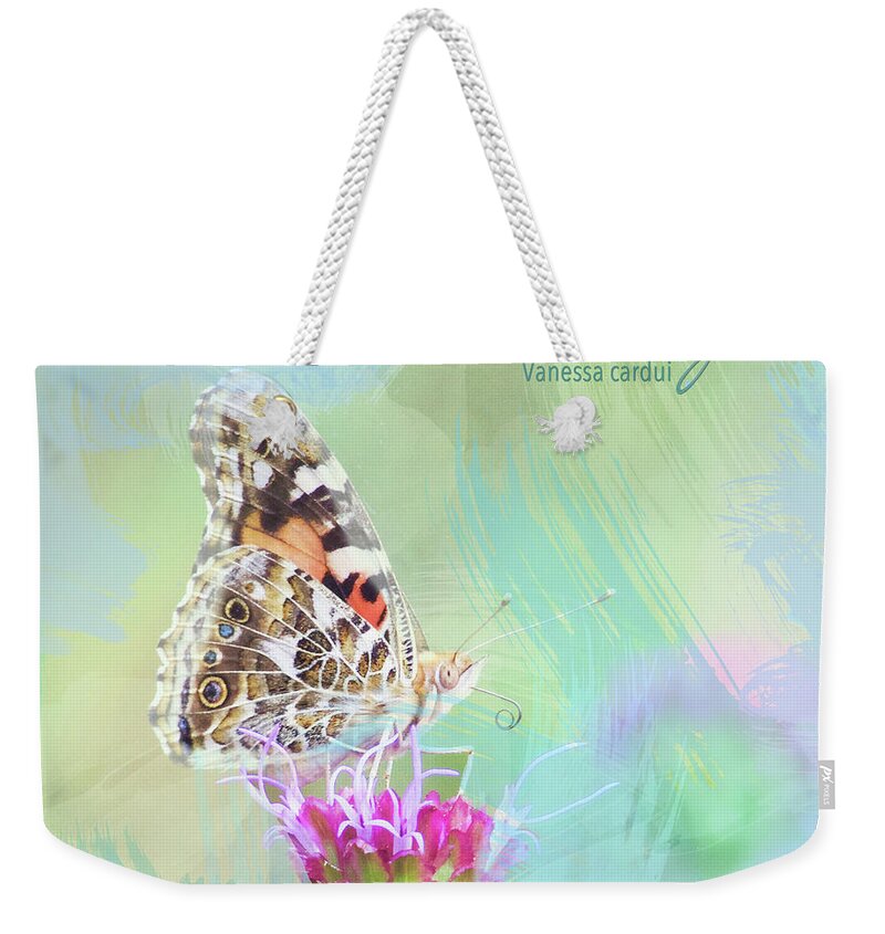 Butterfly Weekender Tote Bag featuring the photograph Painted Lady Watercolor Photo by Hermes Fine Art