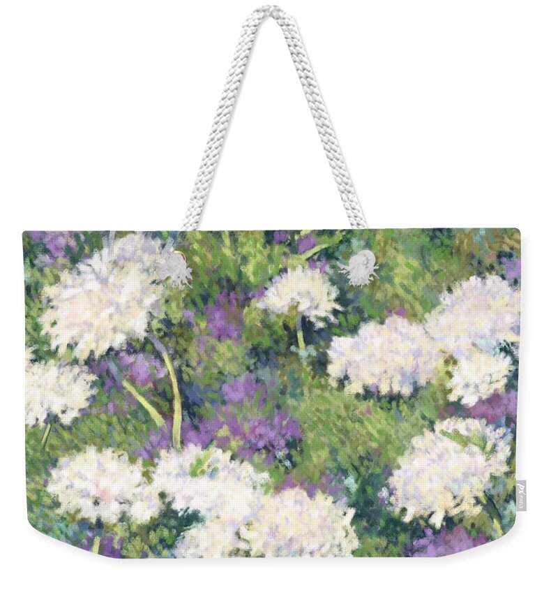 Snow Balls Weekender Tote Bag featuring the digital art Painted Summer Snow Balls by L Diane Johnson