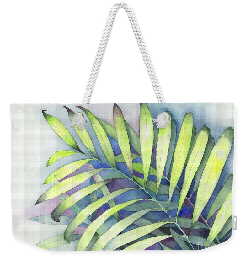 Face Mask Weekender Tote Bag featuring the painting Serenity Palm Study by Lois Blasberg