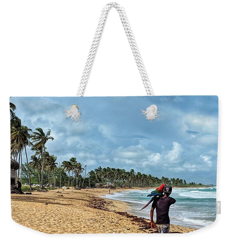 Punta Cana Weekender Tote Bag featuring the photograph Palm Tree Paradise by Portia Olaughlin