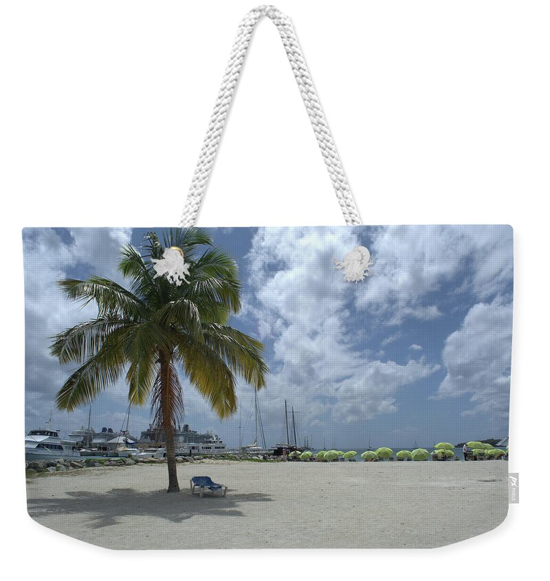 Palm Tree Weekender Tote Bag featuring the photograph PalmTree and Lounge Chair by Aimee L Maher ALM GALLERY