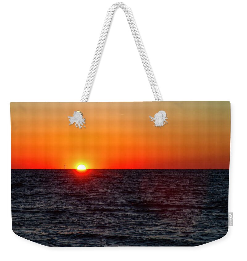 Sunset Weekender Tote Bag featuring the photograph Pamlico Sound Sunset 2010-10 01 by Jim Dollar