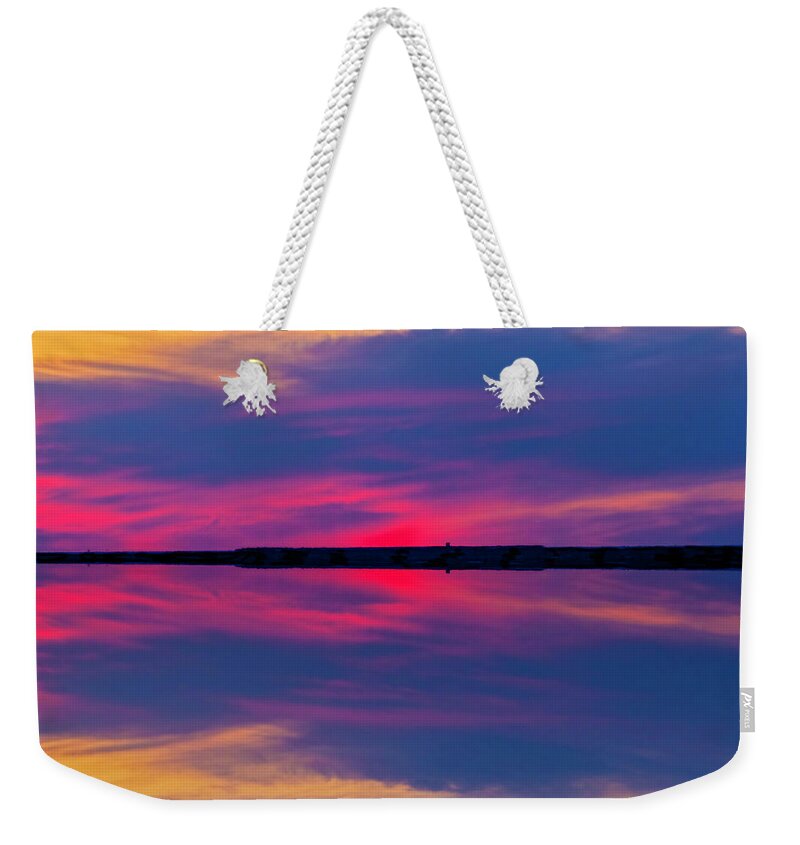 Pamlico Sound Weekender Tote Bag featuring the photograph Pamlico Sound Sunset 2011-10 01 by Jim Dollar