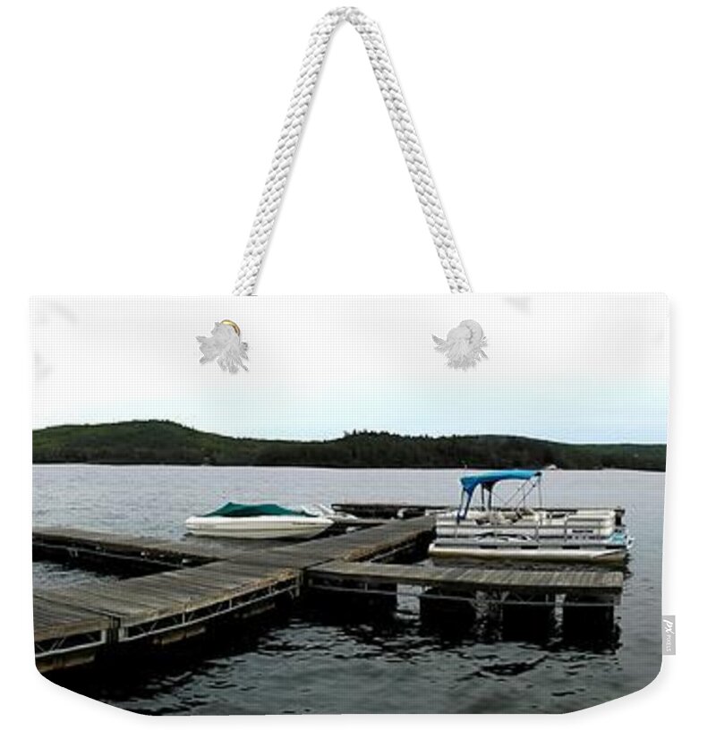 Panorama Of Schroon Lake In The Adirondack Mountains In New York Weekender Tote Bag featuring the photograph Panorama of Schroon Lake in the Adirondack Mountains in New York by Rose Santuci-Sofranko