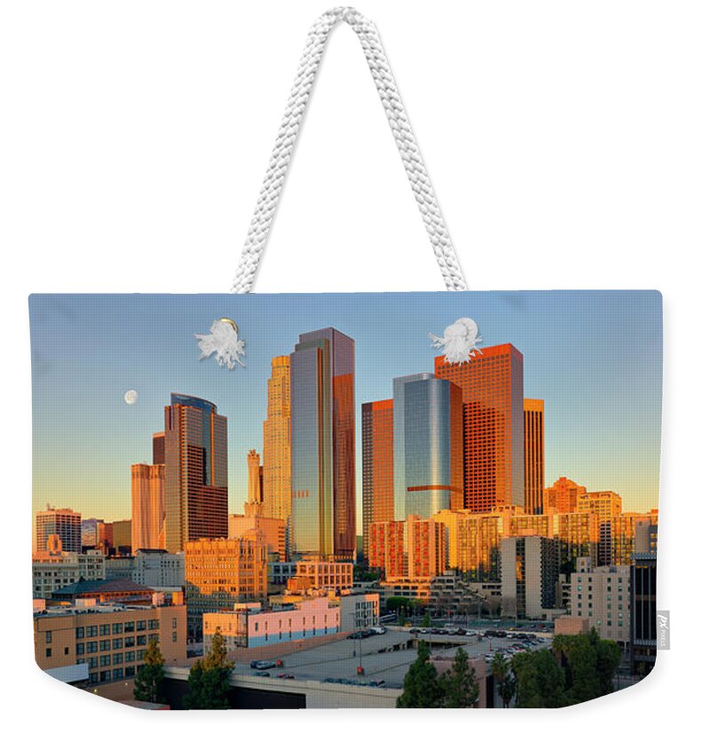 Scenics Weekender Tote Bag featuring the photograph Panoramic View Of Downtown Los Angeles by Chrisp0