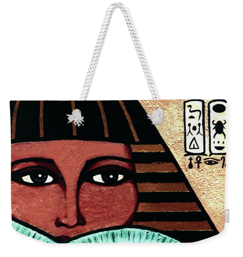 Egyptian Weekender Tote Bag featuring the painting Papyrus Girl by Tara Hutton