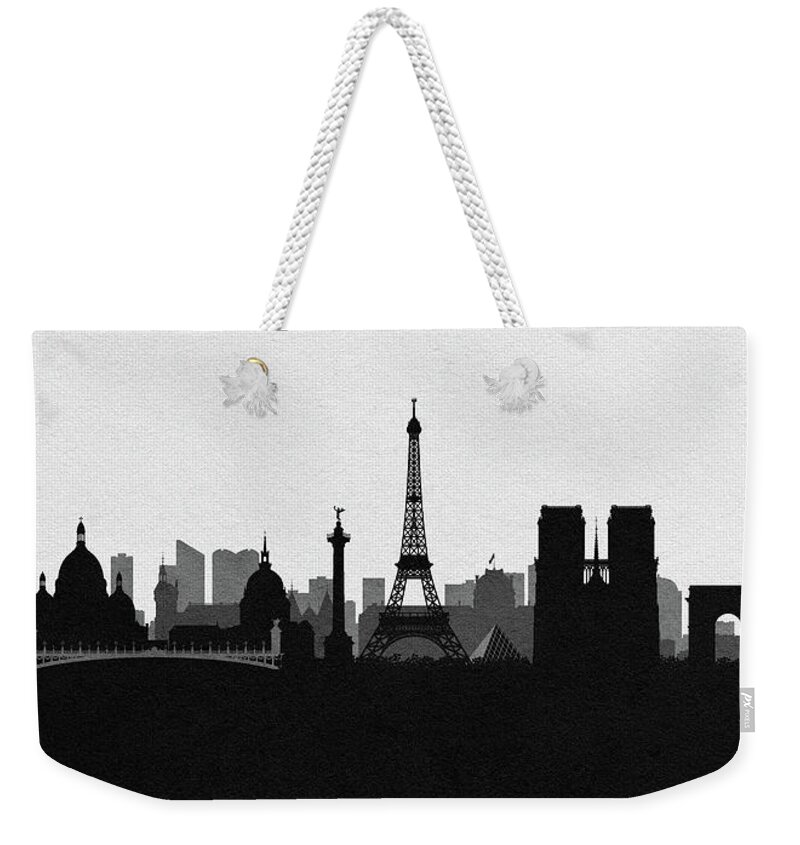 Paris Weekender Tote Bag featuring the digital art Paris Cityscape Art by Inspirowl Design
