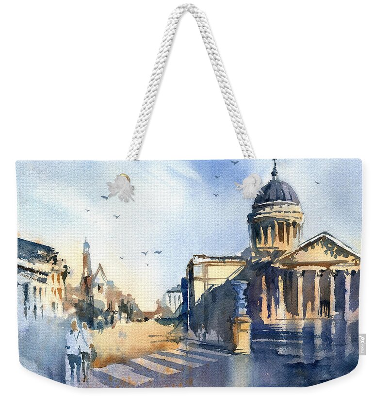 Paris Weekender Tote Bag featuring the painting Paris Pantheon by Dora Hathazi Mendes