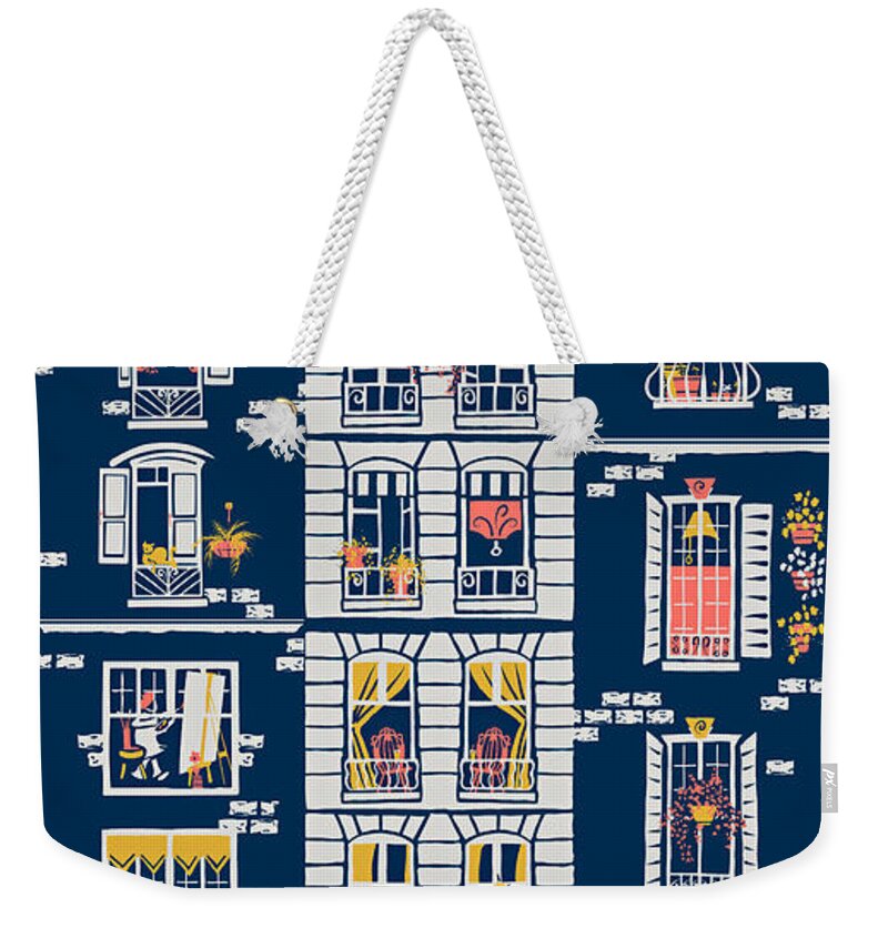 Paris Weekender Tote Bag featuring the digital art Paris Windows by L Diane Johnson