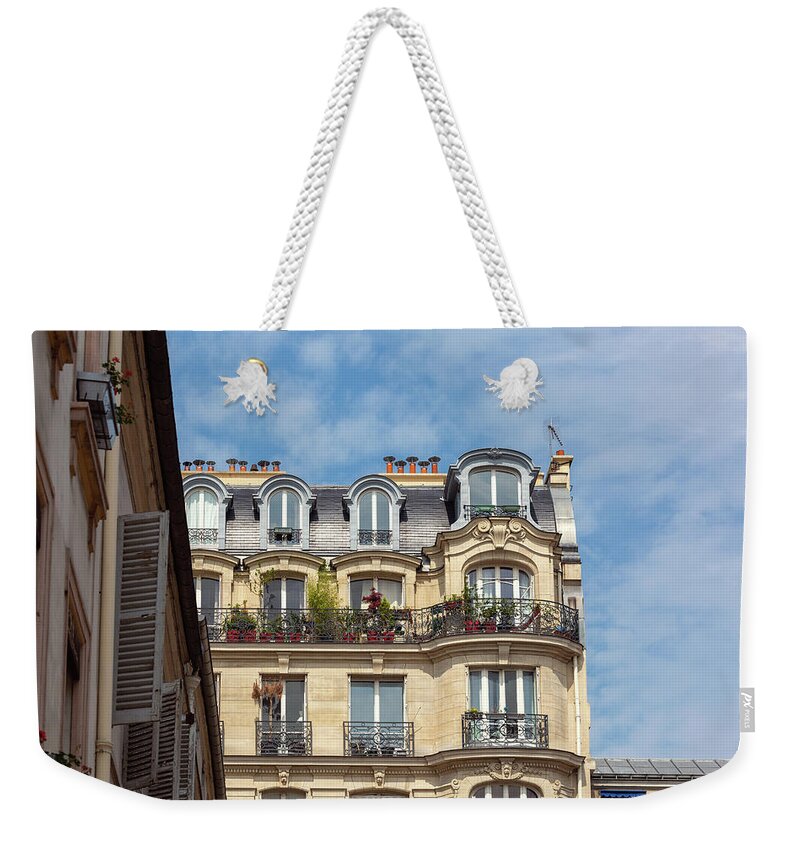 Paris Architecture Photography Weekender Tote Bag featuring the photograph Parisian Facade by Melanie Alexandra Price