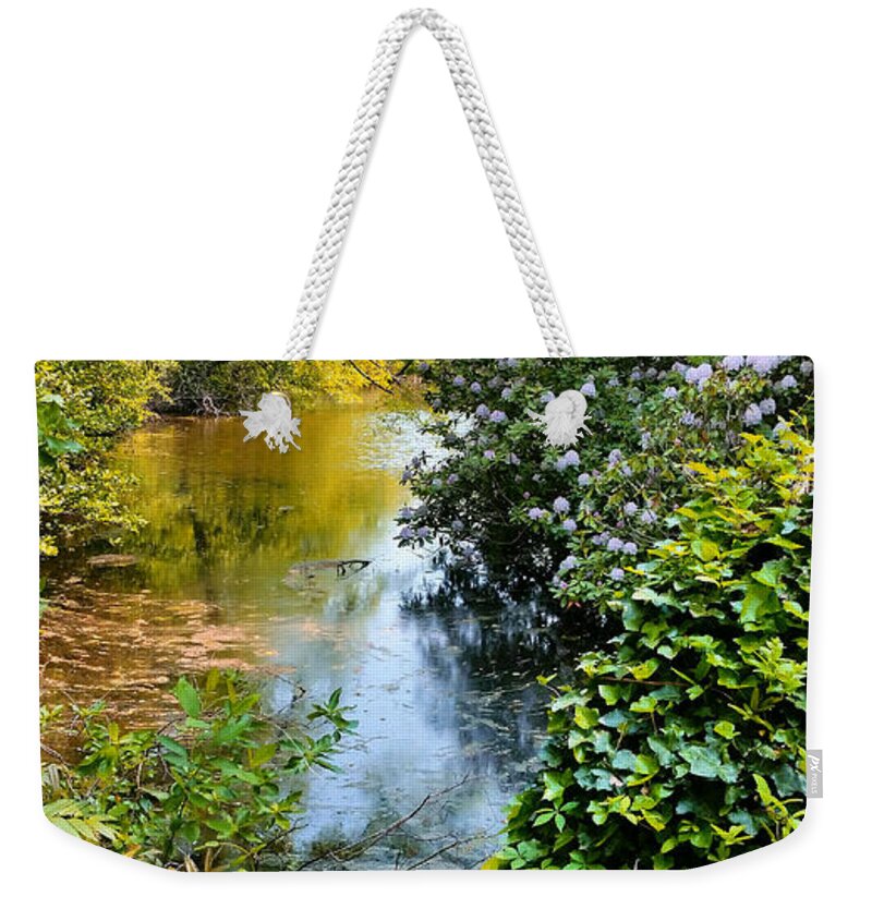 Rhododendrons Weekender Tote Bag featuring the photograph Park River Rhododendrons by Stacie Siemsen