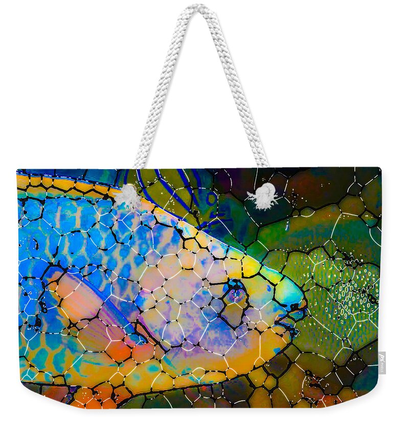 Parrot Fish Weekender Tote Bag featuring the painting Parrot fish by Jeelan Clark