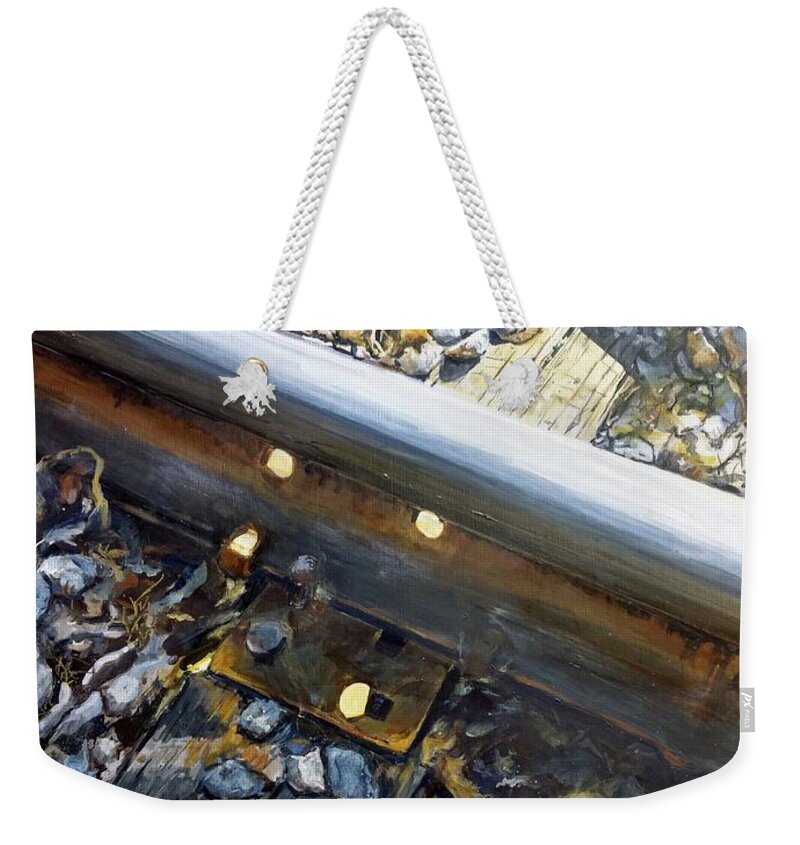 Railroad Weekender Tote Bag featuring the painting Passing Through by William Brody