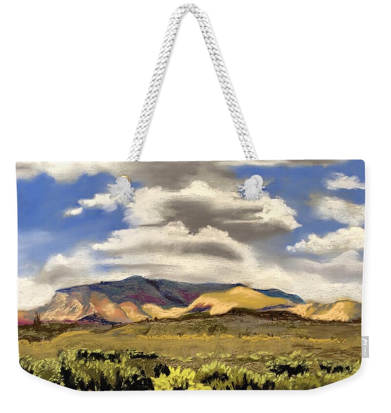 Pastel Weekender Tote Bag featuring the pastel Pastel Desert by Gerry Delongchamp
