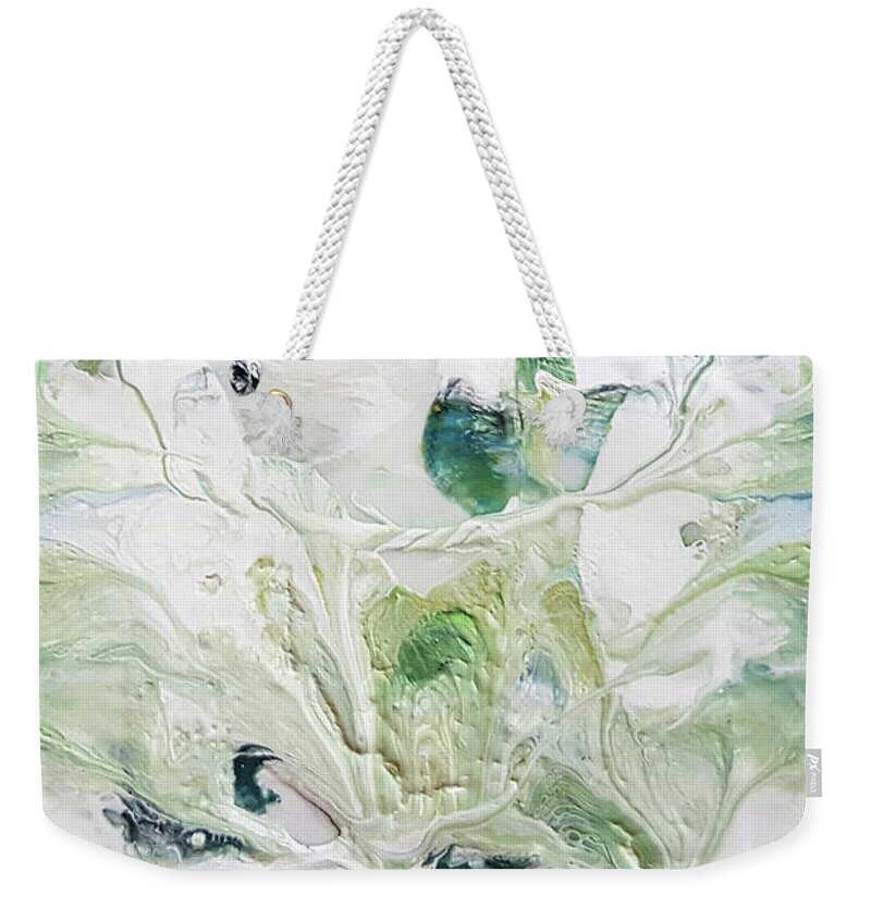 Greens Weekender Tote Bag featuring the painting Pastel Greens by Jo Smoley